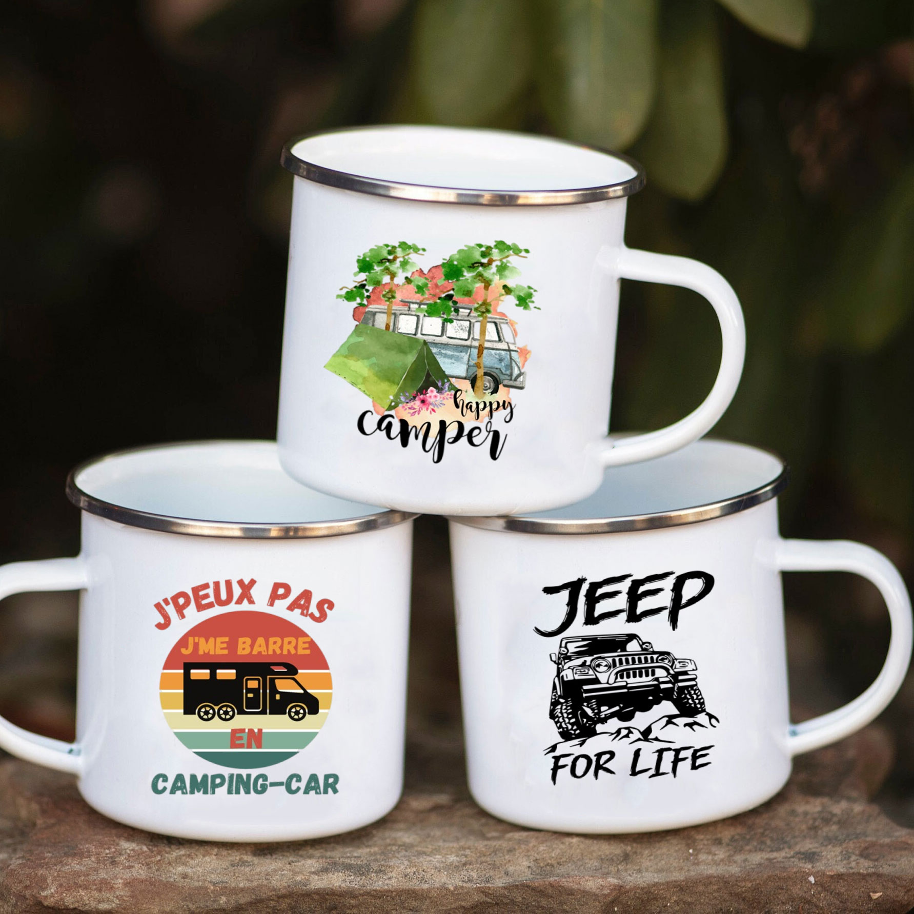 Outdoor Camping Van - Kampçı Arabası Emaye Kupa Macera Birlikte