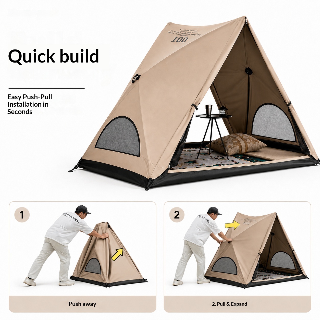 Otomatik Üçgen Çadır, Sadece 3 - Outdoor Camping Automatic Quick Opening Tent incelemesi ve fiyatı
