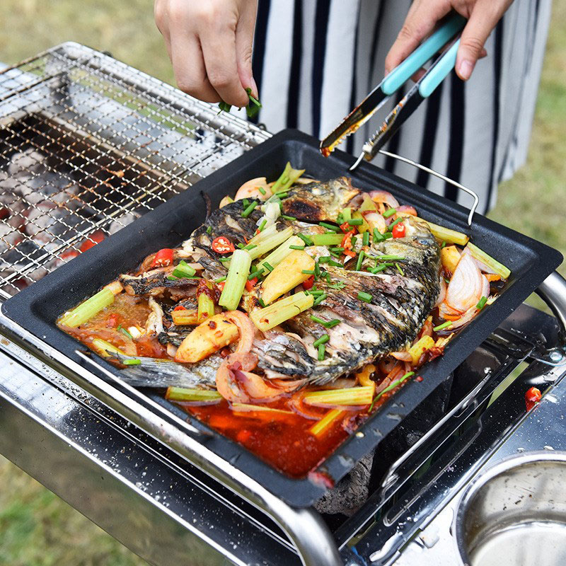 Açık havada kalın kare ızgara  - Outdoor Camping Cooking Set incelemesi ve fiyatı